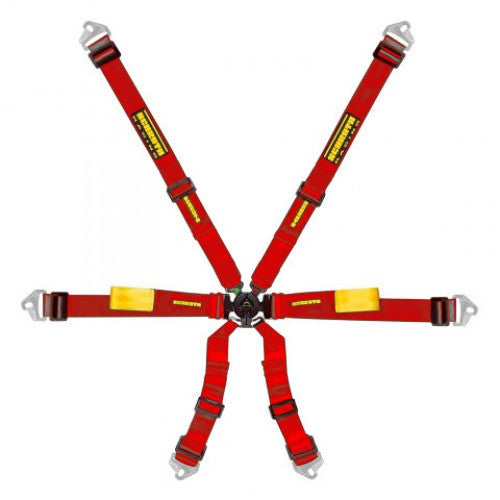 Schroth Enduro 2x2 rot mit schwarz/gelbem SCHROTH RACING Logo HANS