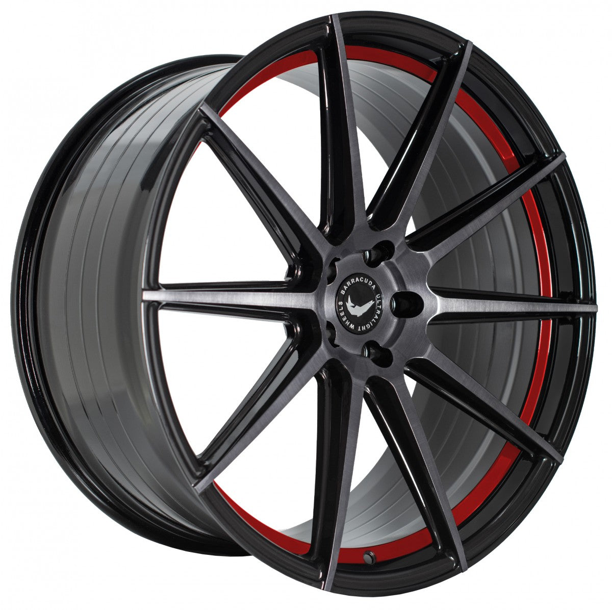 Barracuda Project 2.0 higloss-black brushed surface / Undercut Colour Trim rot Alufelge 10.5x21 Zoll ET20 LK 5x112 ML73.1 – Bild 3