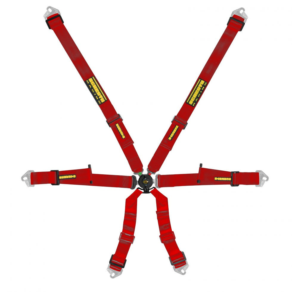 Schroth Profi 2x2 Pull Up rot mit schwarz/gelbem SCHROTH RACING Logo HANS