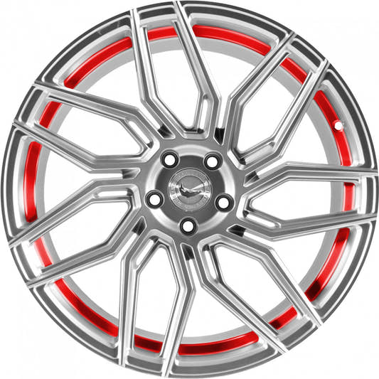 Barracuda Dragoon silver undercut trimline red Alufelge 10x20 Zoll ET25 LK 5x112 ML73.1 – Bild 2