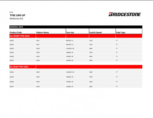 Bridgestone Battlecross X31 NHS (TT) 110/90 R19 62M