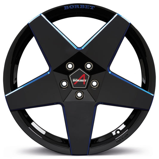 Borbet A black blue glossy 8x17 ET45 - LK5/112 ML66.5