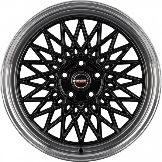 Borbet B black rim polished 8x17 ET35 - LK5/112 ML66.5