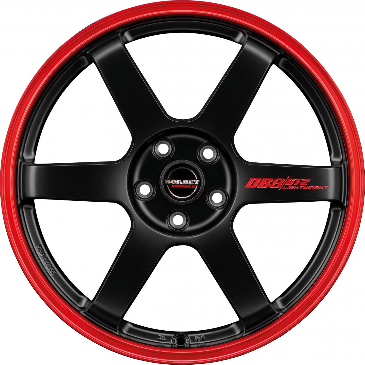 Borbet DB8GT2 black matt rim red 8.5x19 ET45 - LK5/114.3 ML72.5