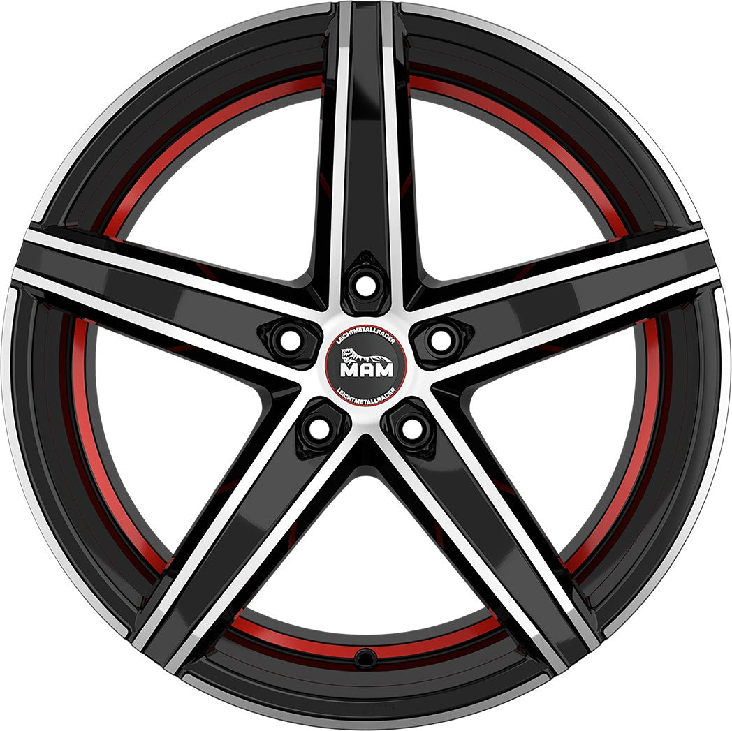 MAM OX-18 black front polish red inside 8.5x19 ET45 - LK5/114.3 ML72.6