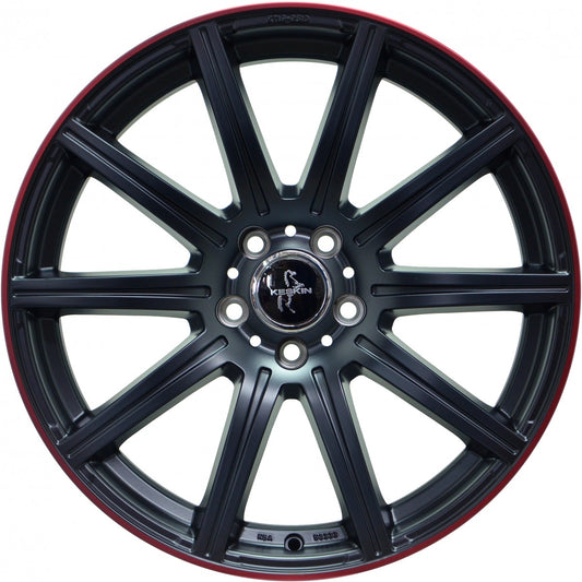 Keskin KT16 Dynamic matt black lip red 9.5x19 ET45 - LK5/112 ML66.6