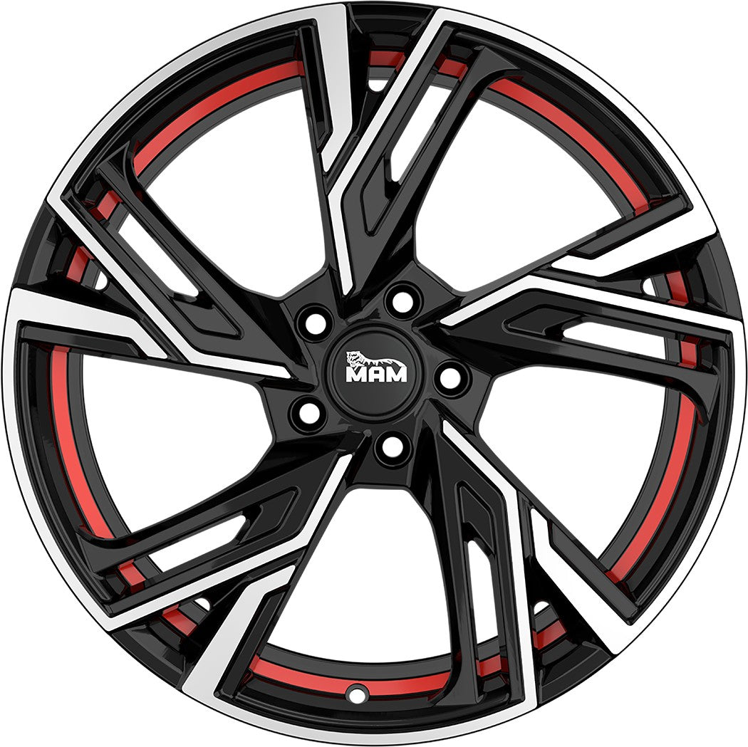 MAM RS5 black front polish red inside 7x16 ET38 - LK5/100 ML63.4