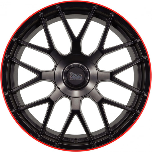 MAM GT1 matt black lip red 8.5x19 ET45 - LK5/100 ML66.6