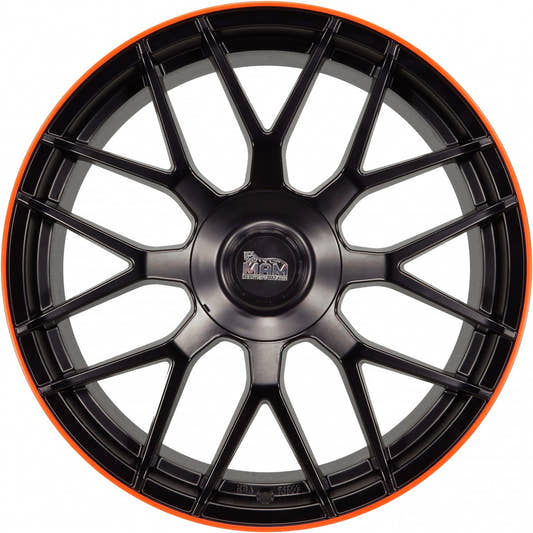 MAM GT1 matt black lip orange 9.5x19 ET42 - LK5/112 ML66.6