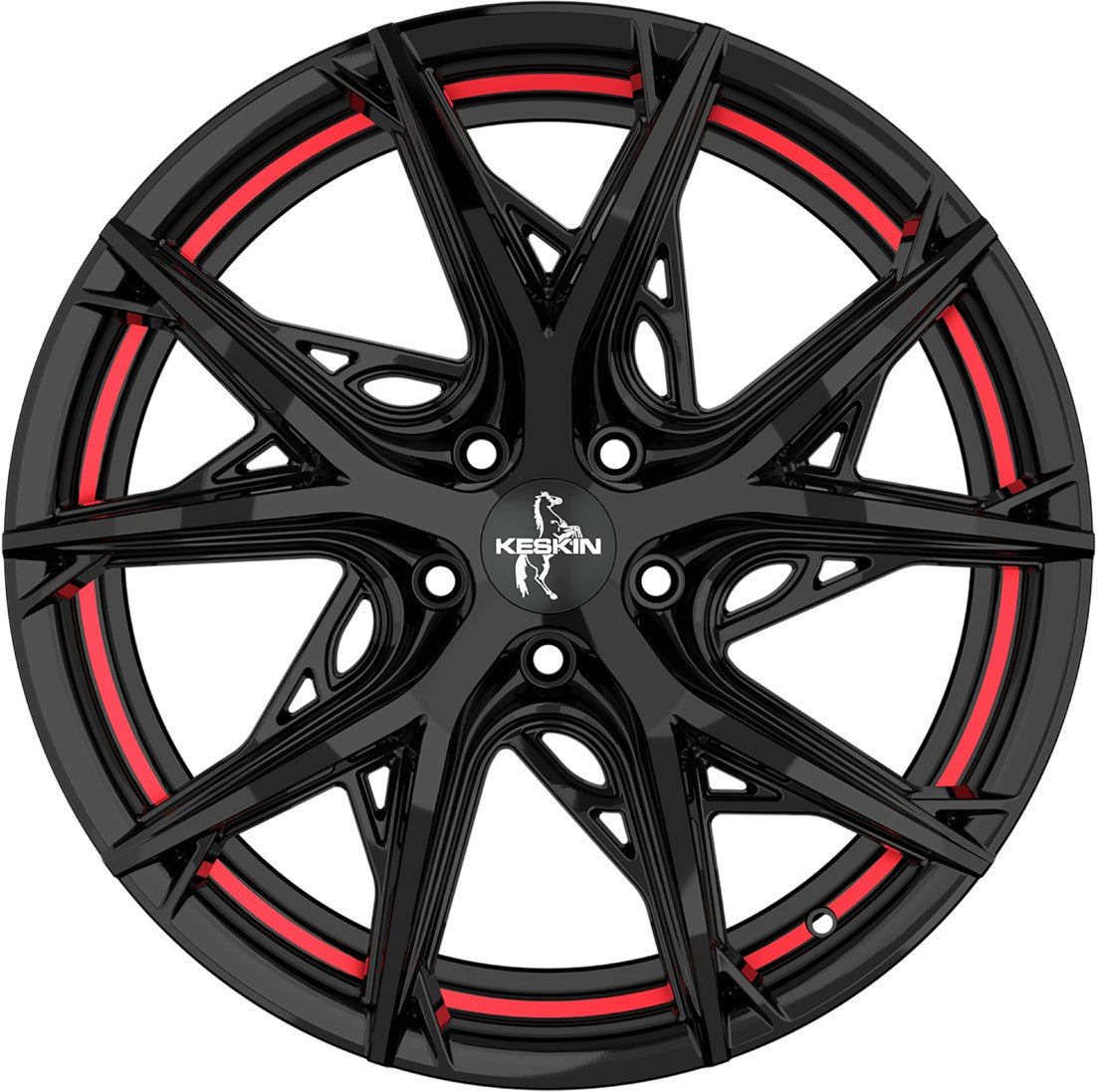 Keskin KT24C Thunder black painted red inside Alufelge 8.5x19 Zoll ET35 LK 5x120 ML72.6 – Bild 2