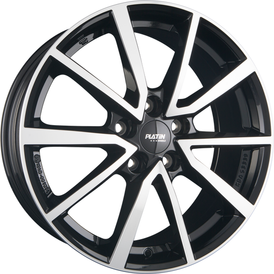 Platin P 95 Diamant Schwarz Frontpoliert Alufelge 6.5x17 Zoll ET46 LK 5x112 ML57.1 – Bild 2