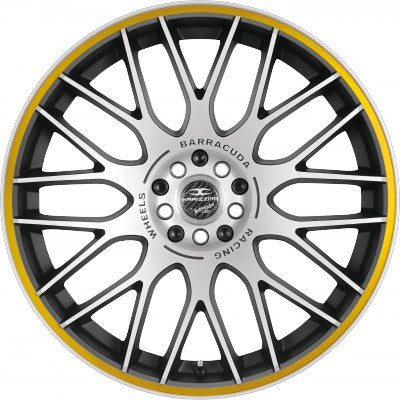 Barracuda Karizzma mattblack-polished / Color Trim gelb 8x18 ET40 - LK5/108 ML73.1