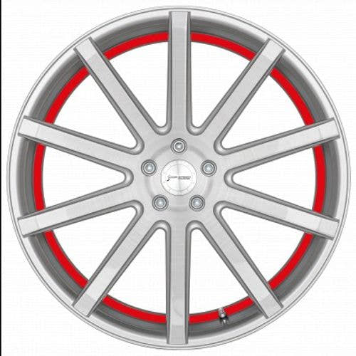 Corspeed Deville silver-brushed-surface / Undercut Color Trim rot - DS5 Alufelge 9x20 Zoll ET35 LK 5x108 ML73.1 – Bild 2