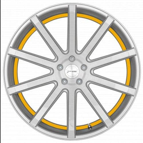 Corspeed Deville silver-brushed-surface / Undercut Color Trim gelb - DS15 Alufelge 9x20 Zoll ET27 LK 5x120 ML74.1 – Bild 2