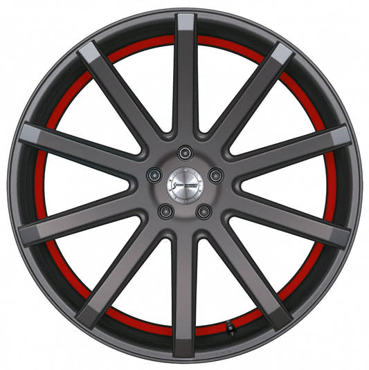 Corspeed Deville gunmetal / Undercut Color Trim rot 9.5x22 ET40 - LK5/114.3 ML73.1