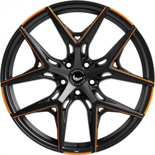 Barracuda Razzer mattblack orange PureSports gefräst Alufelge 9.5x21 Zoll ET27 LK 5x112 ML73.1