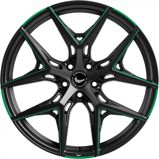 Barracuda Razzer mattblack green PureSports gefräst 9.5x21 ET27 - LK5/112 ML73.1