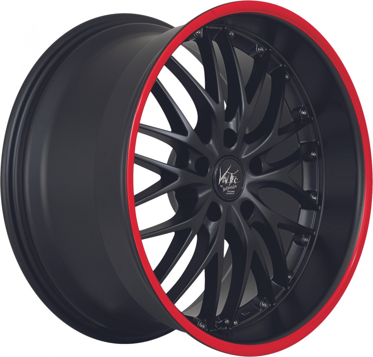 Barracuda Voltec T6 mattblack PureSports / Color Trim rot Alufelge 8x19 Zoll ET40 LK 5x114.3 ML73.1 – Bild 3