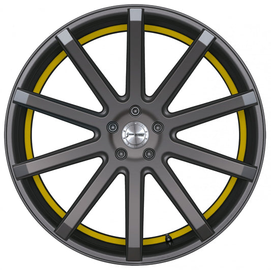 Corspeed Deville gunmetal / Undercut Color Trim gelb Alufelge 9x21 Zoll ET25 LK 5x114.3 ML73.1 – Bild 2