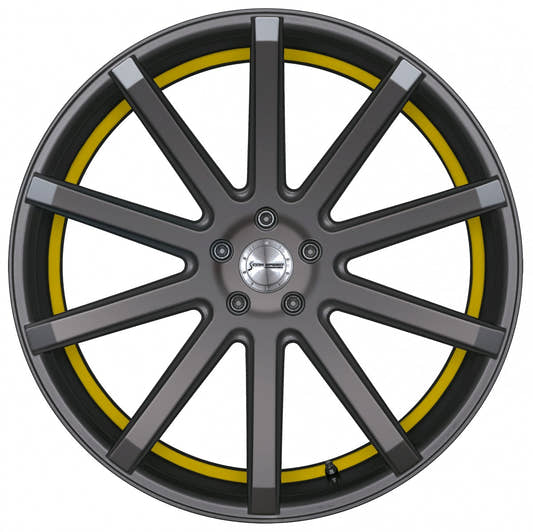 Corspeed Deville gunmetal / Undercut Color Trim gelb Alufelge 9x21 Zoll ET25 LK 5x114.3 ML73.1 – Bild 2