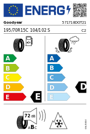 Goodyear Ultragrip Cargo 3PMSF DOT21 195/70R15C 104/102S DOT DOT21 – EU-Reifenlabel