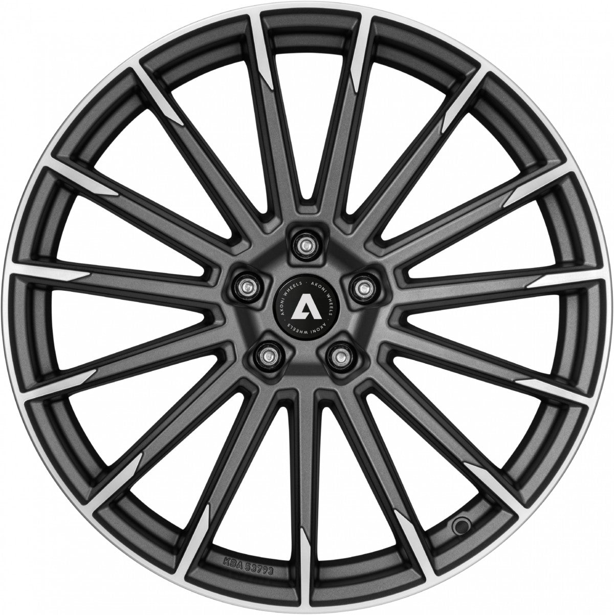 Akoni AK02 graphite matt polished Alufelge 7.5x18 Zoll ET48 LK 5x112 ML57.1 – Bild 2