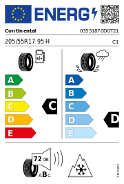Continental ContiWinterContact TS 830 P * XL 3PMSF DOT21 205/55 R17 95H DOT DOT21 – EU-Reifenlabel