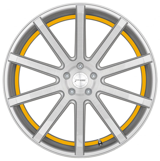 Corspeed Deville silver-brushed-surface / Undercut Color Trim gelb Alufelge 9x21 Zoll ET25 LK 5x114.3 ML73.1 – Bild 2
