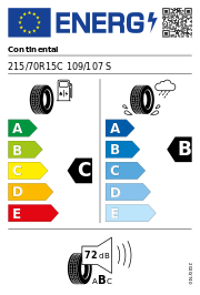 Continental ContiVanContact 100 DOT19 215/70R15C 109/107SS DOT DOT19 – EU-Reifenlabel