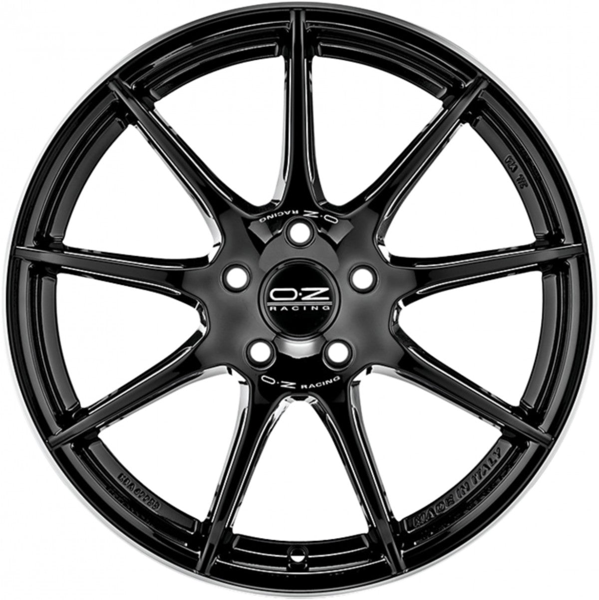 OZ Veloce GT gloss black diamond lip 8x18 ET45 - LK5/112 ML75