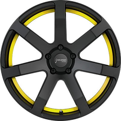 Corspeed Challenge mattblack PureSports / Undercut Color Trim gelb Alufelge 10x20 Zoll ET45 LK 5x114.3 ML73.1 – Bild 2