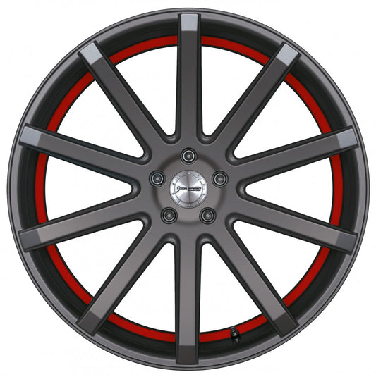 Corspeed Deville gunmetal / Undercut Color Trim rot Alufelge 9x21 Zoll ET25 LK 5x112 ML73.1 – Bild 2
