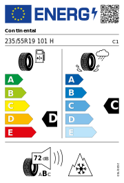 Continental WinterContact TS 850 P FR MOE SSR 3PMSF DOT18 235/55 R19 101H DOT DOT18 – EU-Reifenlabel