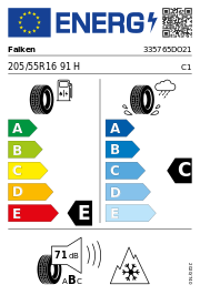 Falken Eurowinter HS01 RFT 3PMSF DOT21 205/55 R16 91H DOT DOT21 – EU-Reifenlabel
