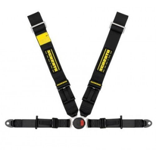 Schroth Lotus II-FE asm schwarz mit schwarz/gelbem SCHROTH RACING Logo links