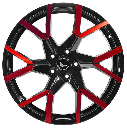 Barracuda Tzunamee EVO black gloss flashred Alufelge 8.5x19 Zoll ET35 LK 5x108 ML73.1 – Bild 2