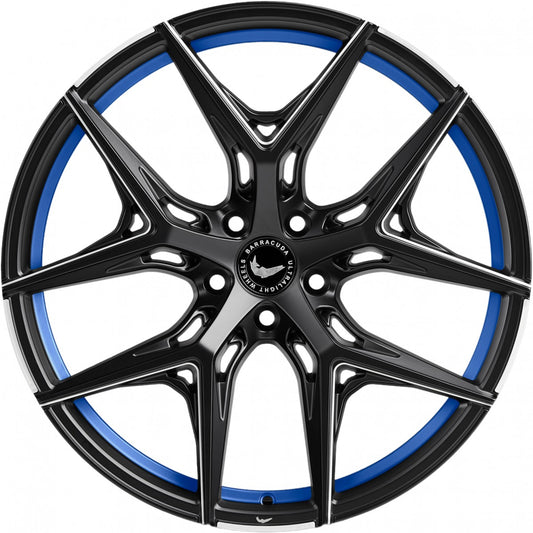 Barracuda Razzer mattblack undertcut trimline blau PureSports gefräst Alufelge 9.5x22 Zoll ET40 LK 5x114.3 ML73.1 – Bild 2