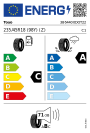 Toyo Proxes Sport 2 XL MFS DOT22 235/45 R18 (98Y) (Z)Y DOT DOT22 – EU-Reifenlabel