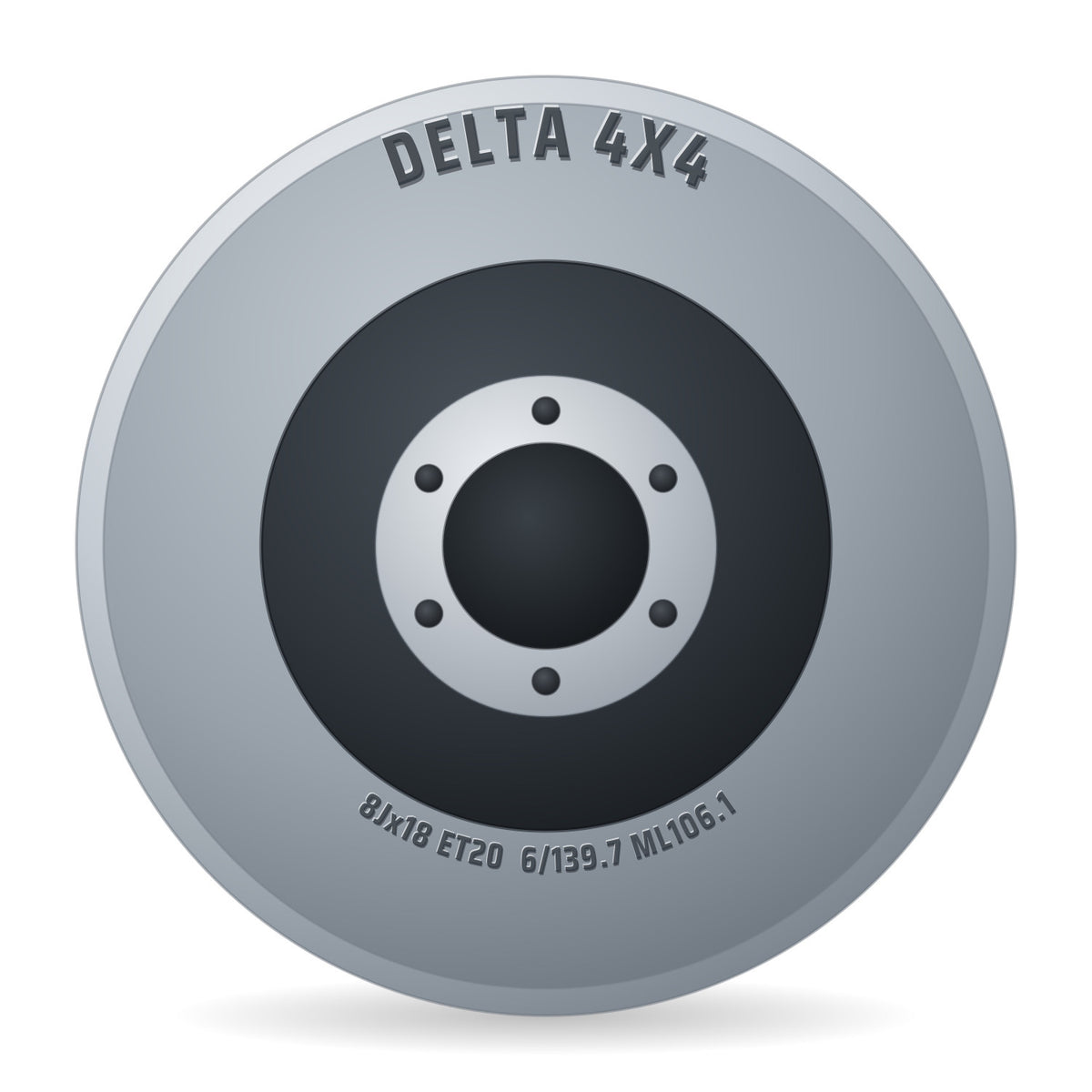DELTA 4x4 Sins Black - Schwarz Matt Alufelge 8x18 Zoll ET20 LK 6x139.7 ML106.1