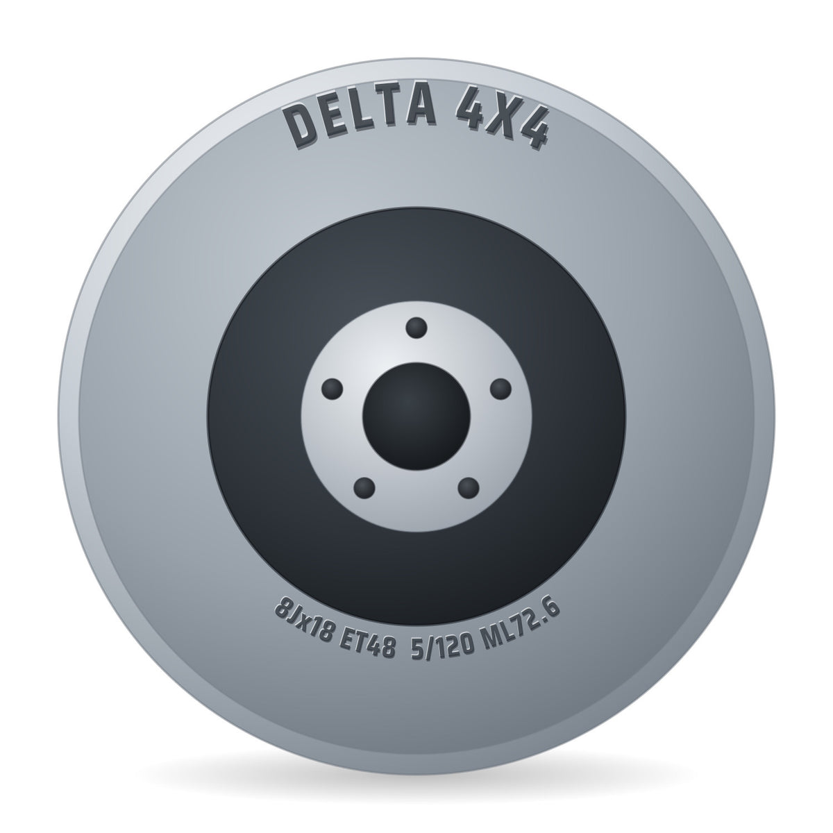 DELTA 4x4 Sins Black - Schwarz Matt Alufelge 8x18 Zoll ET48 LK 5x120 ML72.6