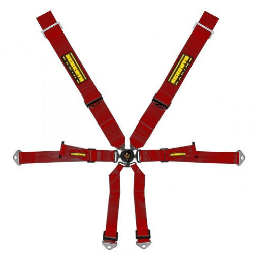 Schroth Profi Porsche 991 3x2 rot mit schwarz/gelbem SCHROTH RACING Logo