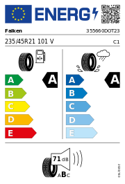 Falken E.Ziex XL Elect DOT23 235/45 R21 101V DOT DOT23 – EU-Reifenlabel