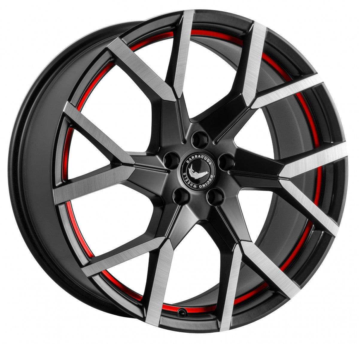 Barracuda Tzunamee EVO dark gunmetal brushed undercut trimline red Alufelge 8x18 Zoll ET38 LK 5x100 ML73.1