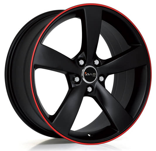 Avus Racing AF10 matt black red line 10x21 ET18 - LK5/112 ML66.5