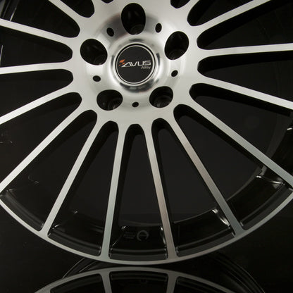 Avus Racing AC-M03 black polished Alufelge 7.5x18 Zoll ET48 LK 5x100 ML73.1 – Bild 4