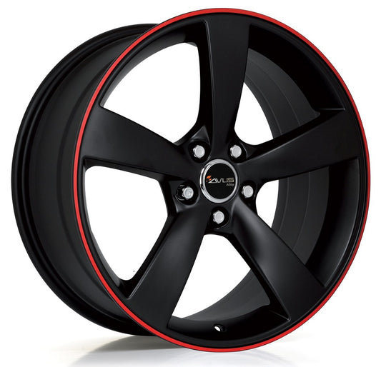 Avus Racing AF10 matt black red line 9x20 ET35 - LK5/112 ML66.6