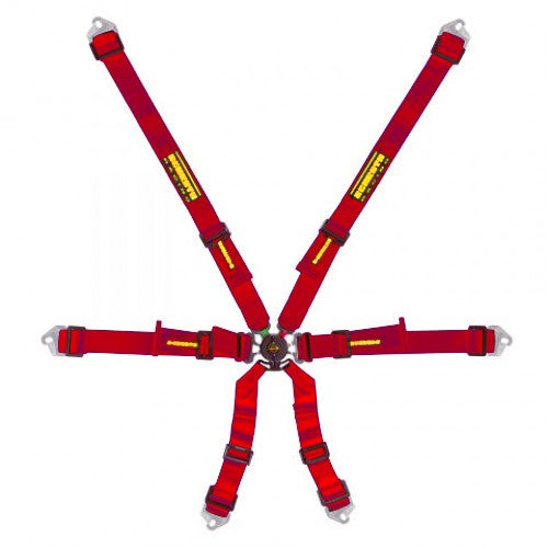 Schroth Flexi 2x2 rot mit schwarz/gelbem SCHROTH RACING Logo HANS