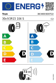 Toyo Open Country A/T PLUS DOT22 30x9.5R15 104S DOT DOT22 – EU-Reifenlabel