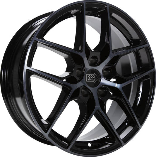 1000 Miglia MM1004 gloss black dark polished Alufelge 7.5x17 Zoll ET45 LK 5x112 ML66.5