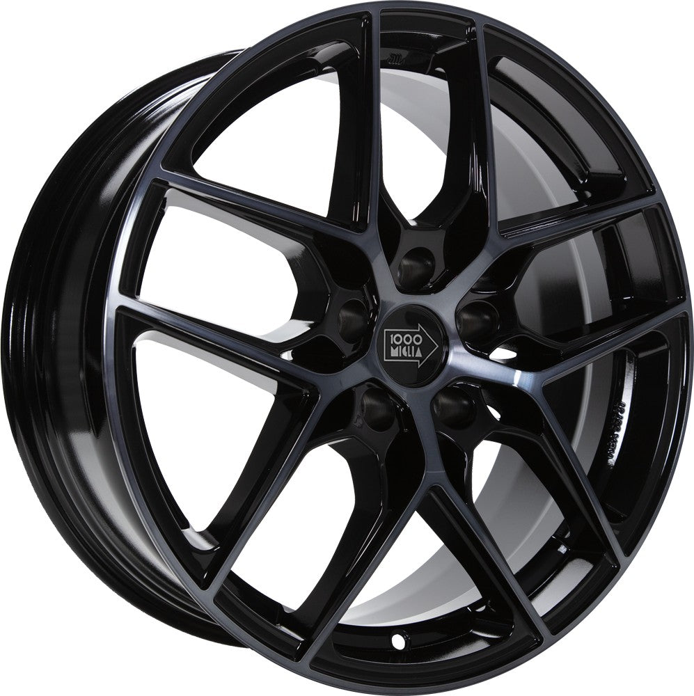 1000 Miglia MM1004 gloss black dark polished 8x18 ET45 - LK5/112 ML66.5